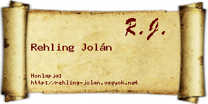 Rehling Jolán névjegykártya