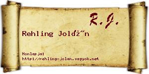 Rehling Jolán névjegykártya